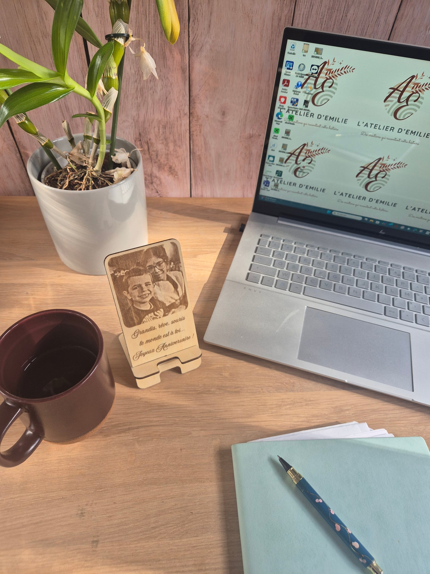 Support Téléphone Gravé Photo