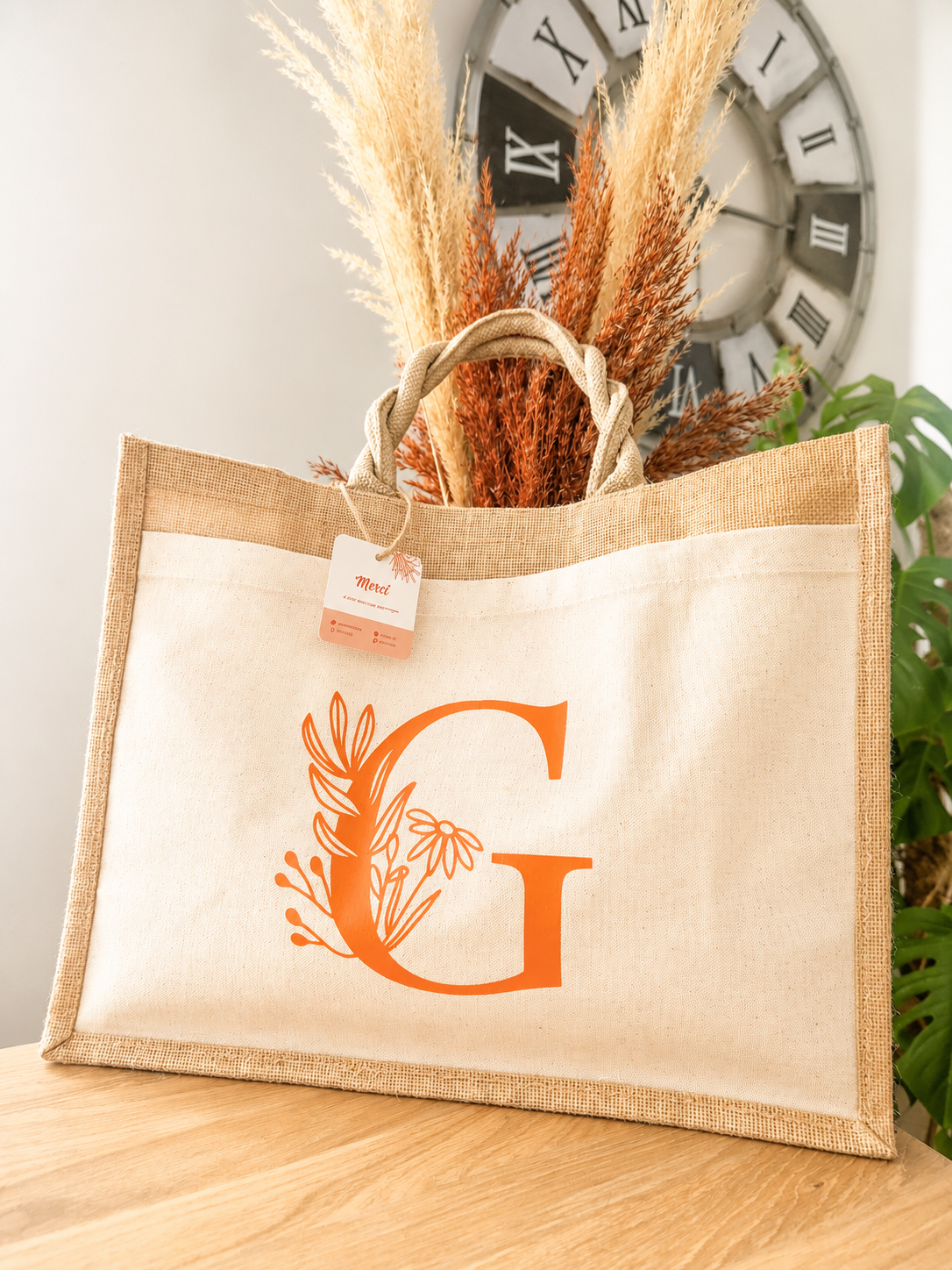 Cabas personnalisé – Lettre florale
