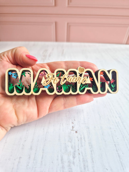 Décoration faites main - "Maman je t'aime" en relief