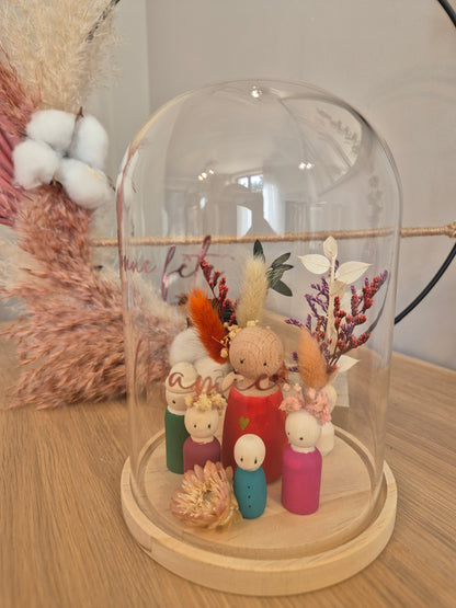 Cloche familiale personnalisée – Fleurs & personnages