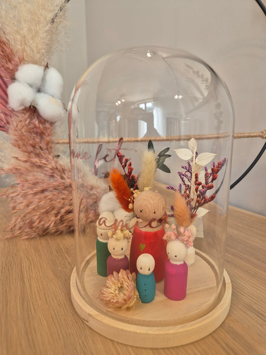 Cloche familiale personnalisée – Fleurs & personnages