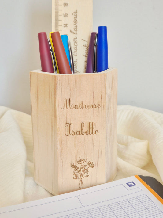 "Jolie fin d'année" - Pot à crayon hexagonal