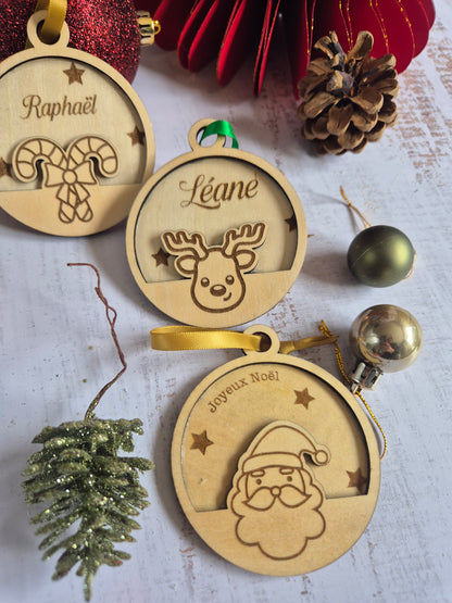 Boule de Noël « Personnage de Noël » – En bois gravé, fait main