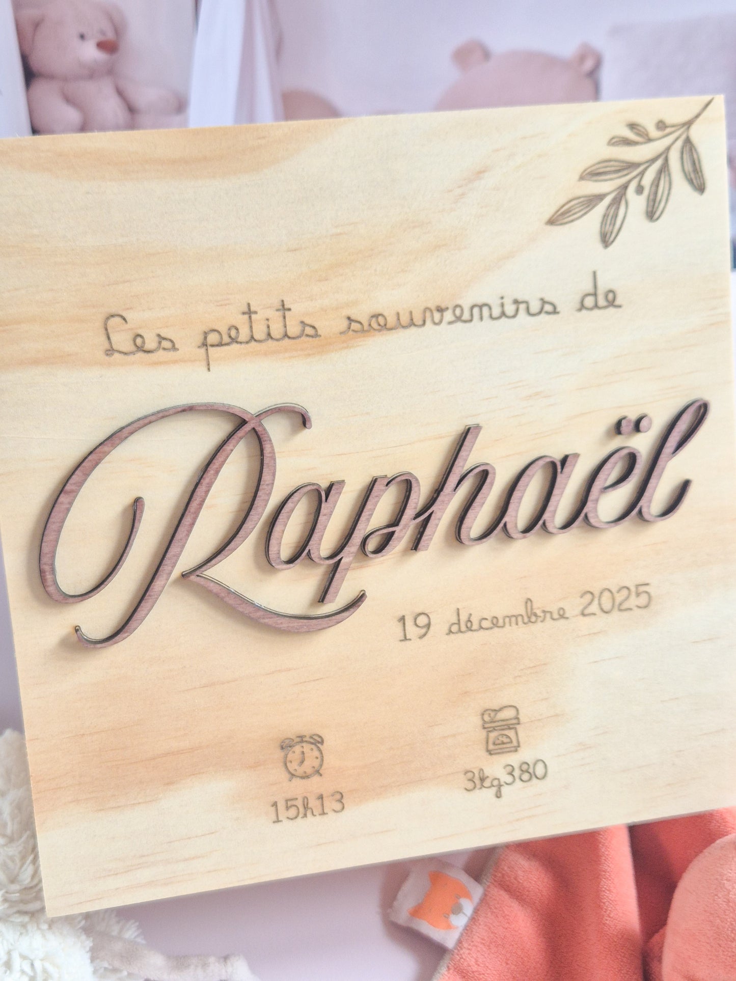 Boîte souvenir naissance personnalisée – En bois gravé