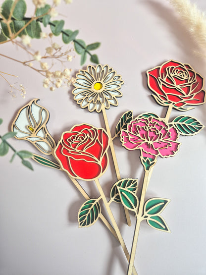 Collection Florale – Fleurs en bois faites main