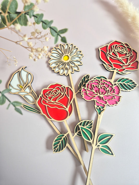 Collection Florale – Fleurs en bois faites main