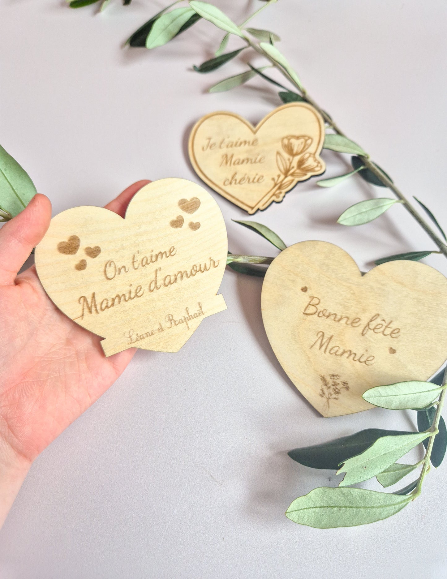 Magnet bois coeur fait main