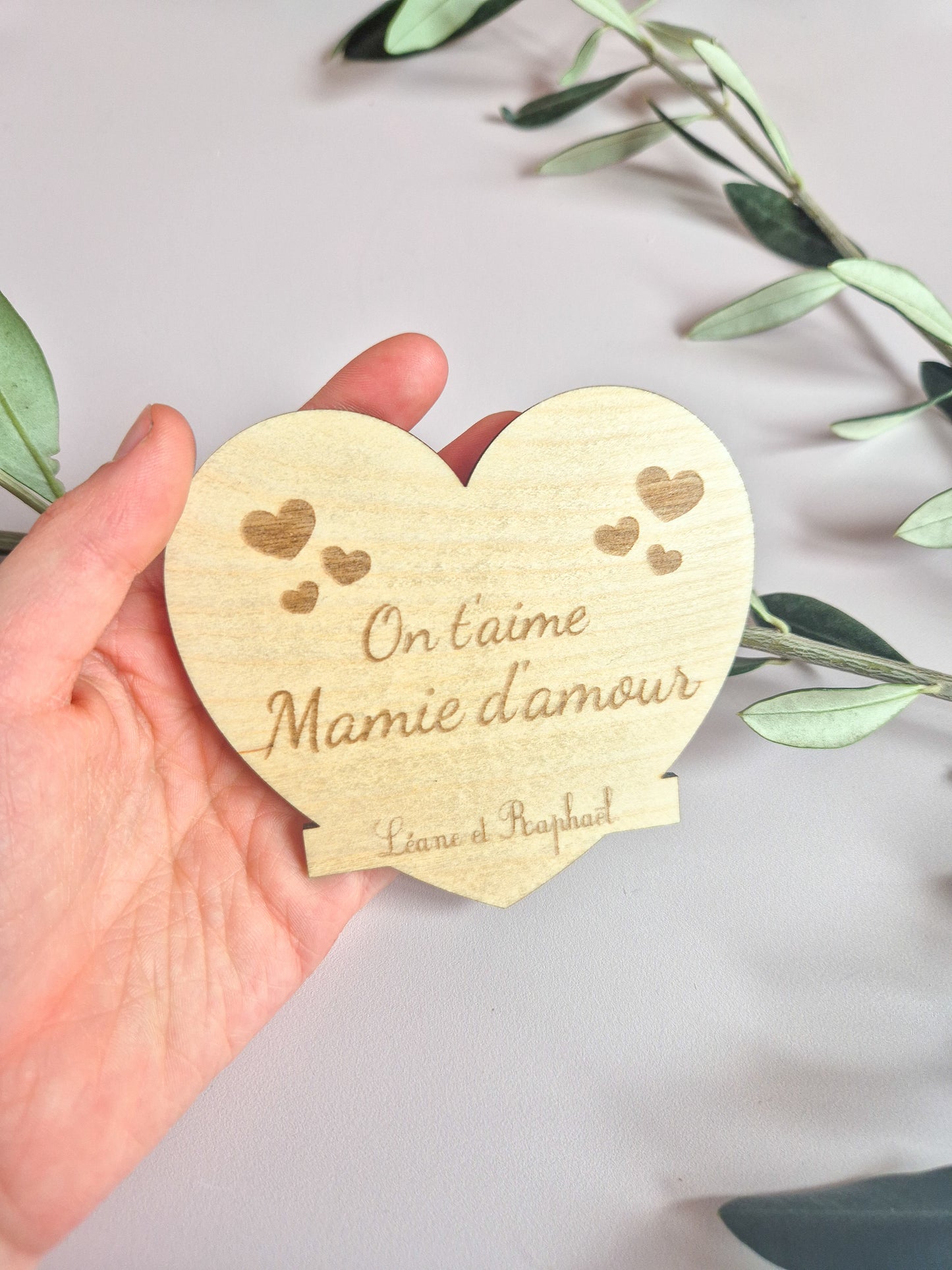 Magnet bois coeur fait main