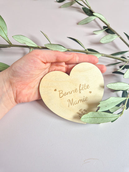 Magnet bois coeur fait main
