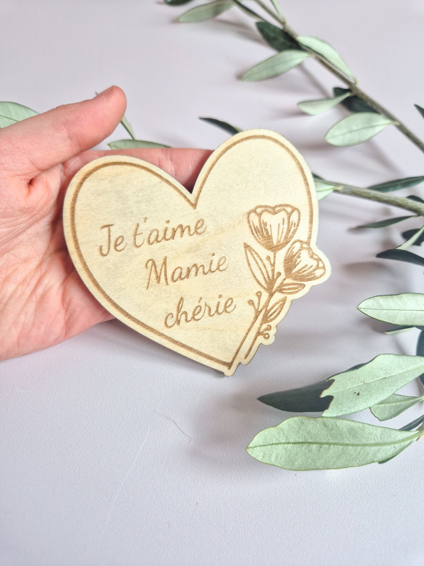 Magnet bois coeur fait main