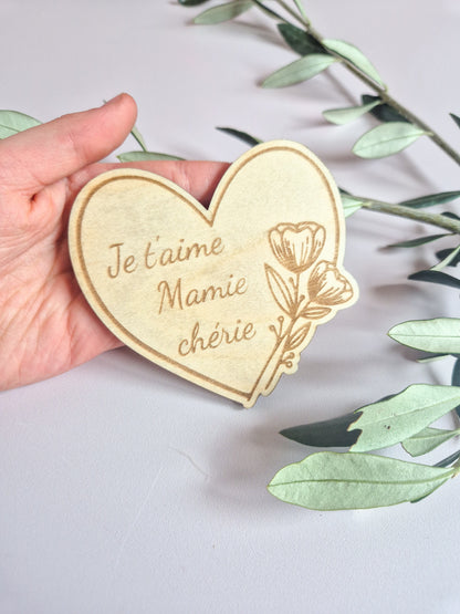 Magnet bois coeur fait main