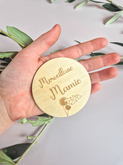 Magnet bois rond fait main