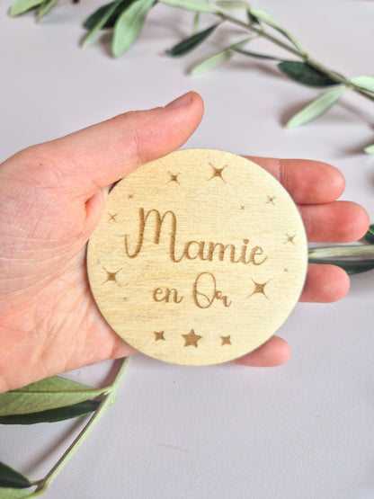 Magnet bois rond fait main