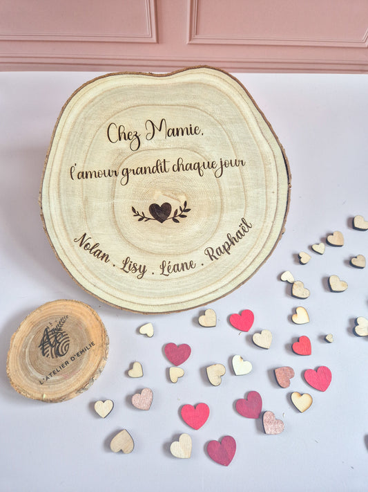 Rondin de bois personnalisé  – Déco & dessous de plat