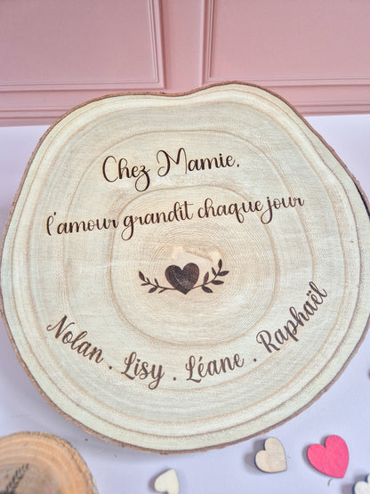 Rondin de bois personnalisé  – Déco & dessous de plat