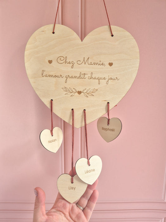 Suspension Cœur personnalisée - Spécial fête des grands-mères