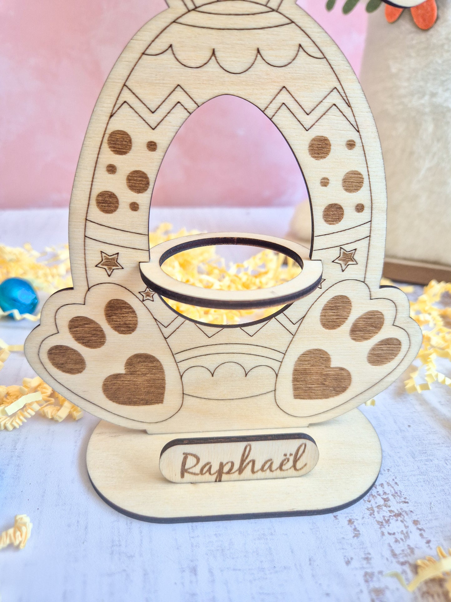 Support œuf de Pâques personnalisé – Lapin