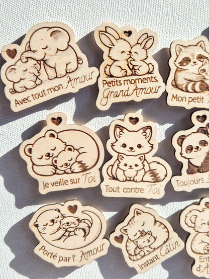 Mini magnet kawaii en bois – Collection douceur