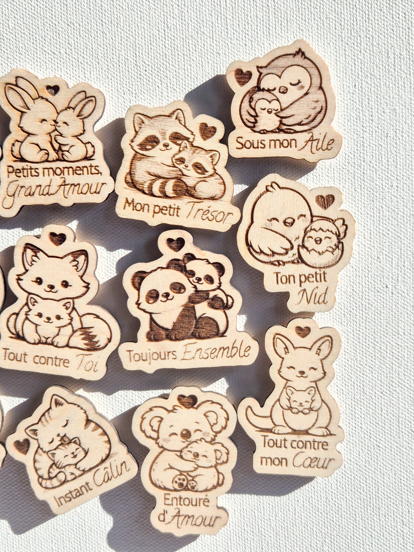 Mini magnet kawaii en bois – Collection douceur
