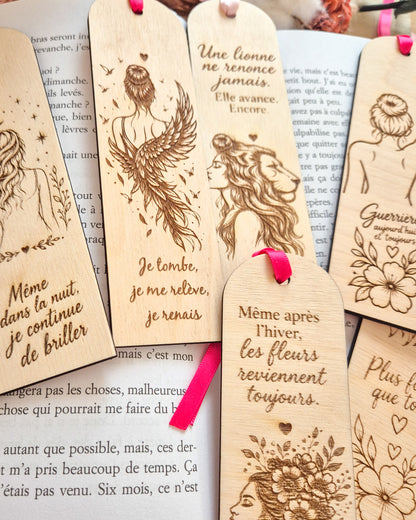 Marque-page en bois – Les Guerrières | Collection Octobre Rose