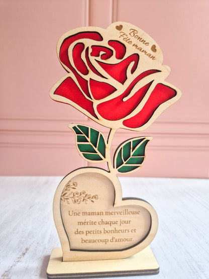 Rose éternelle coeur - Maman