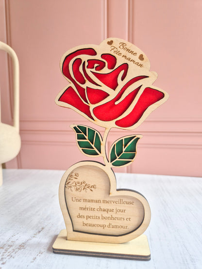 Rose éternelle coeur - Maman