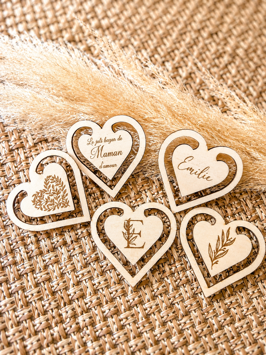 Marque-page coin cœur en bois – Fait main