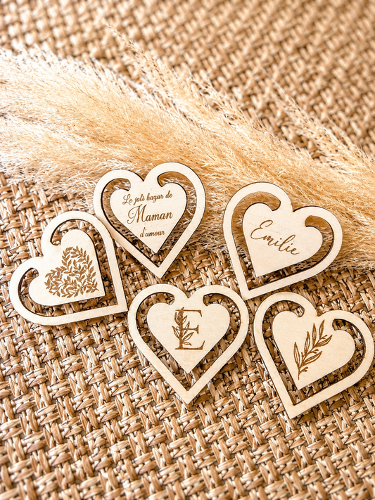 Marque-page coin cœur en bois – Fait main