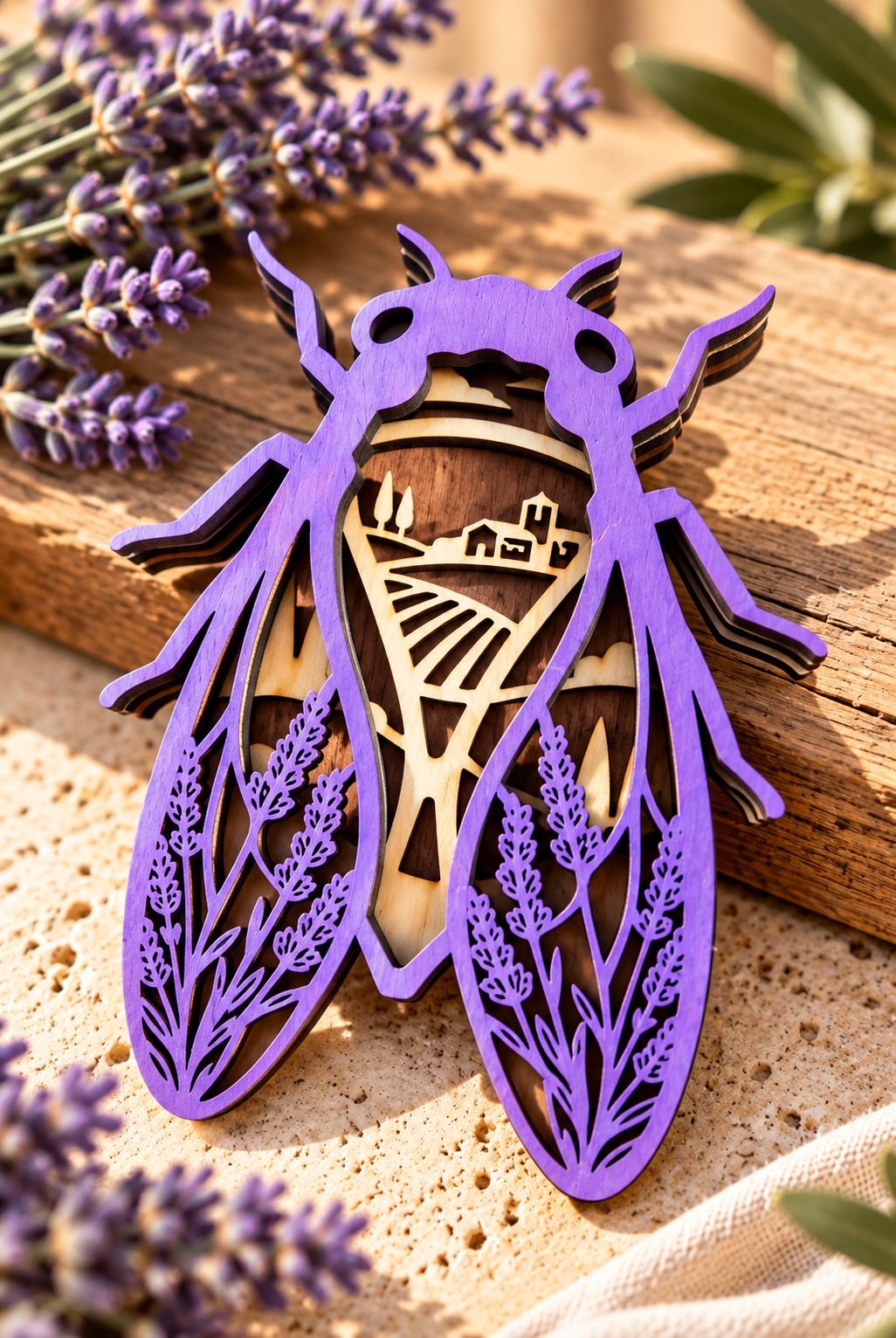 Cigale de Provence multicouche en bois – Lavande