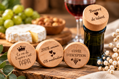 Bouchon de vin personnalisé – Gravure au choix