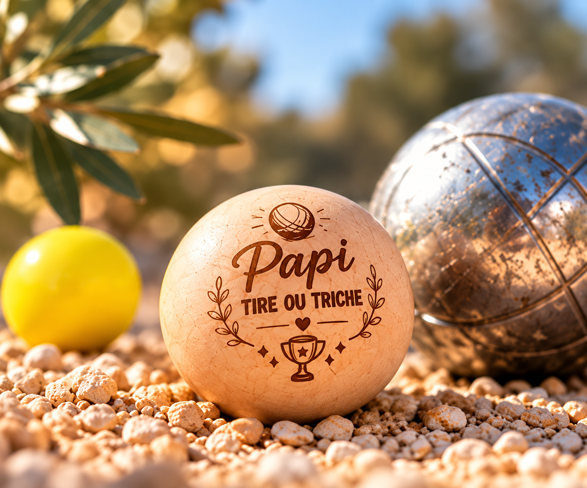 Cochonnet de pétanque personnalisé en bois – Gravure au choix
