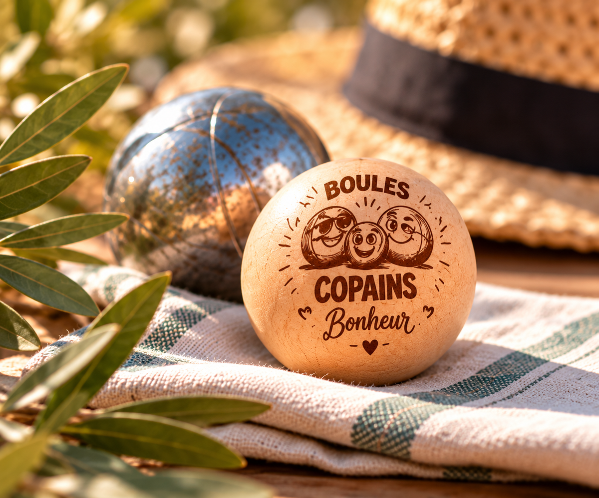 Cochonnet de pétanque personnalisé en bois – Gravure au choix