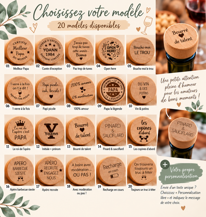 Bouchon de vin personnalisé – Gravure au choix