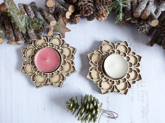 Bougeoir Mandala en bois