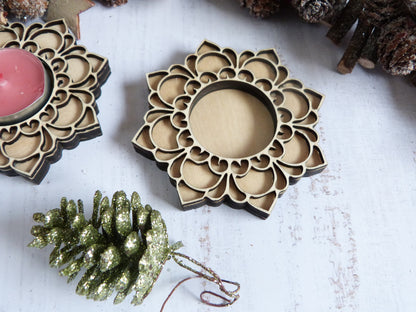 Bougeoir mandala en bois – Fait main