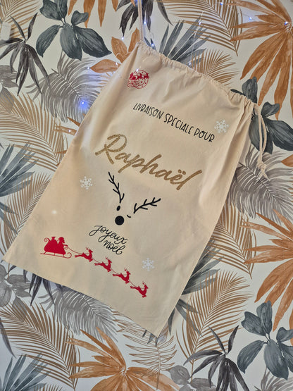 Hotte du Père Noël personnalisée – 2 modèles au choix